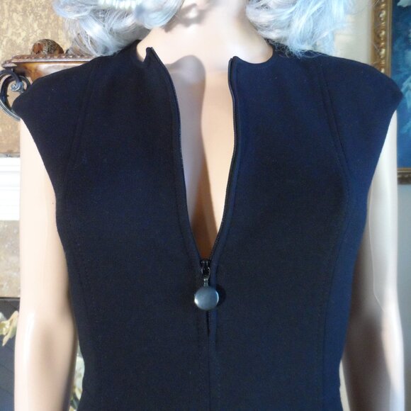 Akris Punto Black Sheath Dress w/Front Zipper Detail Size FR 36/US 4 - Picture 8 of 16